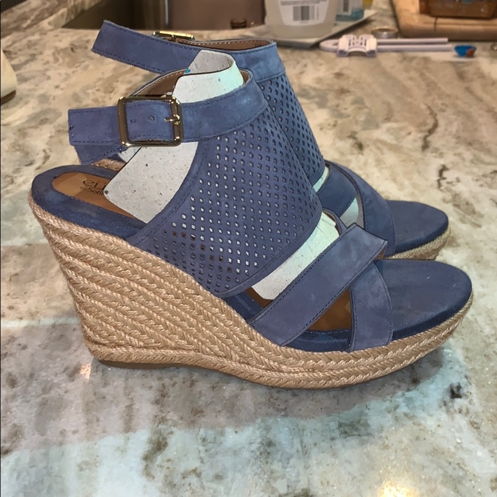 EuroSoft Iris Blue Espadrilles Wedge Heels New 8.5